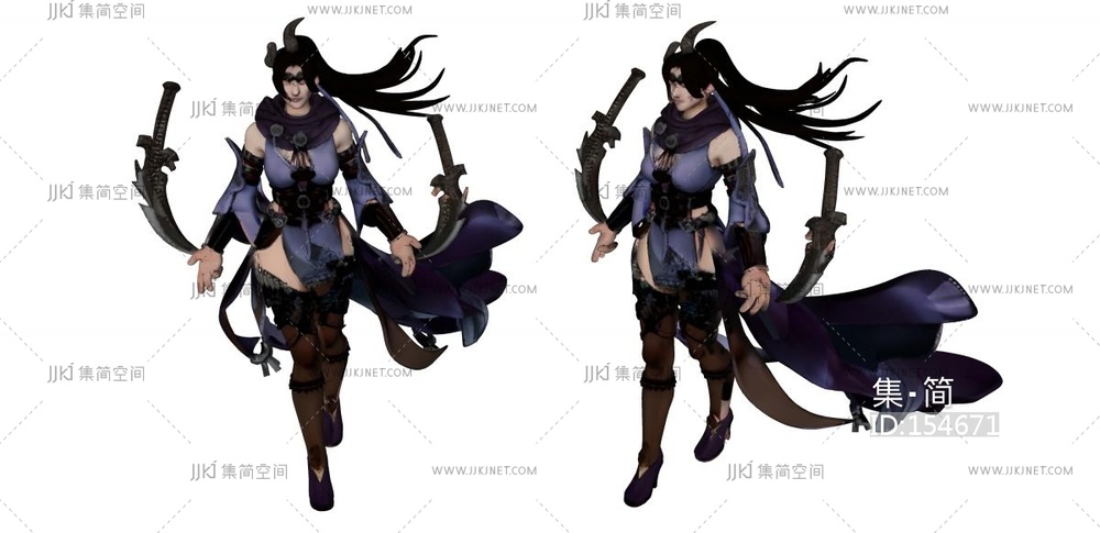 紫衣弯刀女侠 su草图模型