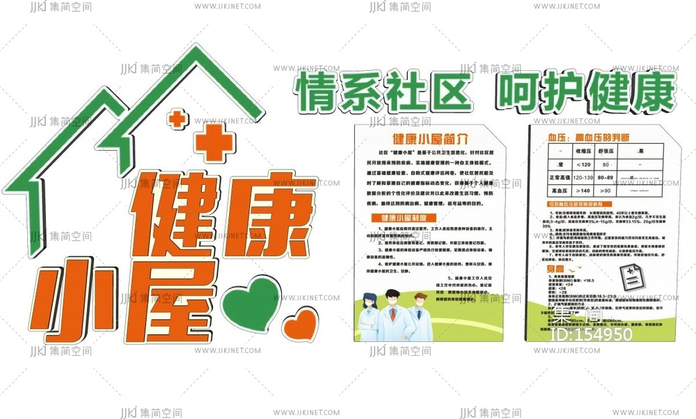 现代社区文化墙_健康小屋医疗展墙SU模型
