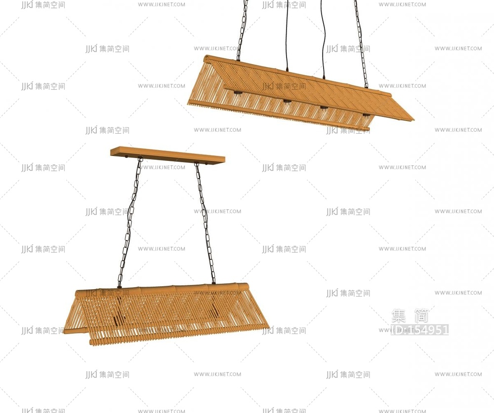 新中式吊灯竹竿吊灯竹子吊灯SU模型