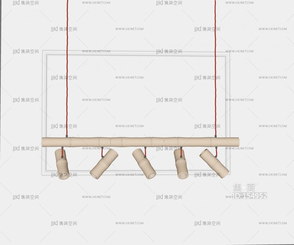 新中式竹筒吊灯竹子吊灯竹竿吊灯SU模型