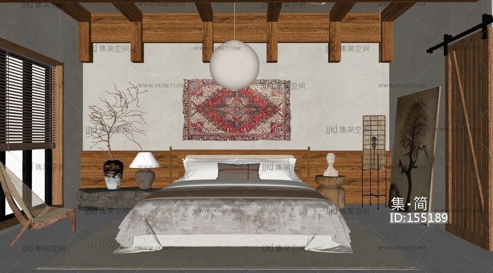 现代民宿客房SU模型