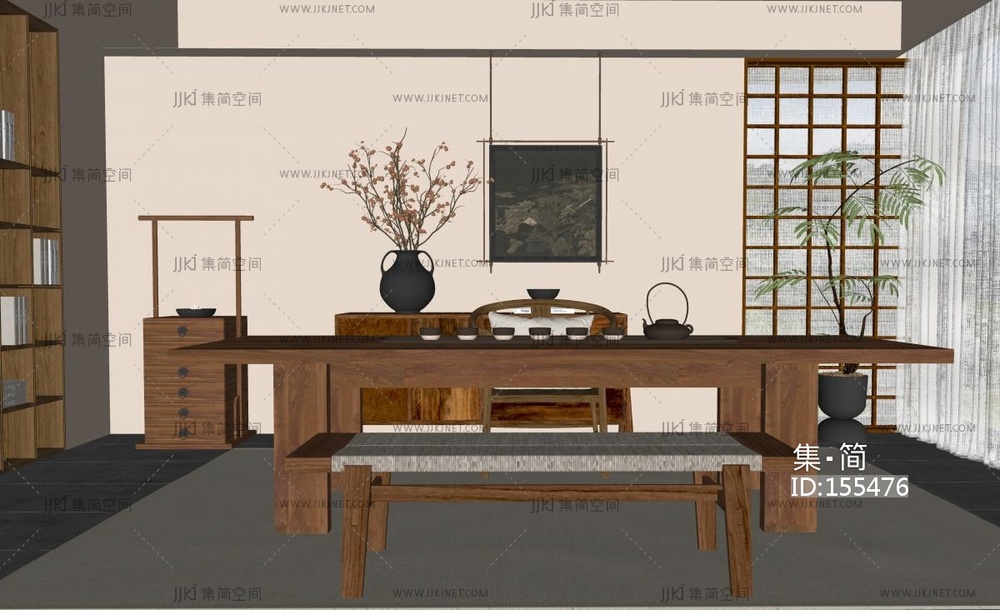 新中式侘寂茶室SU模型