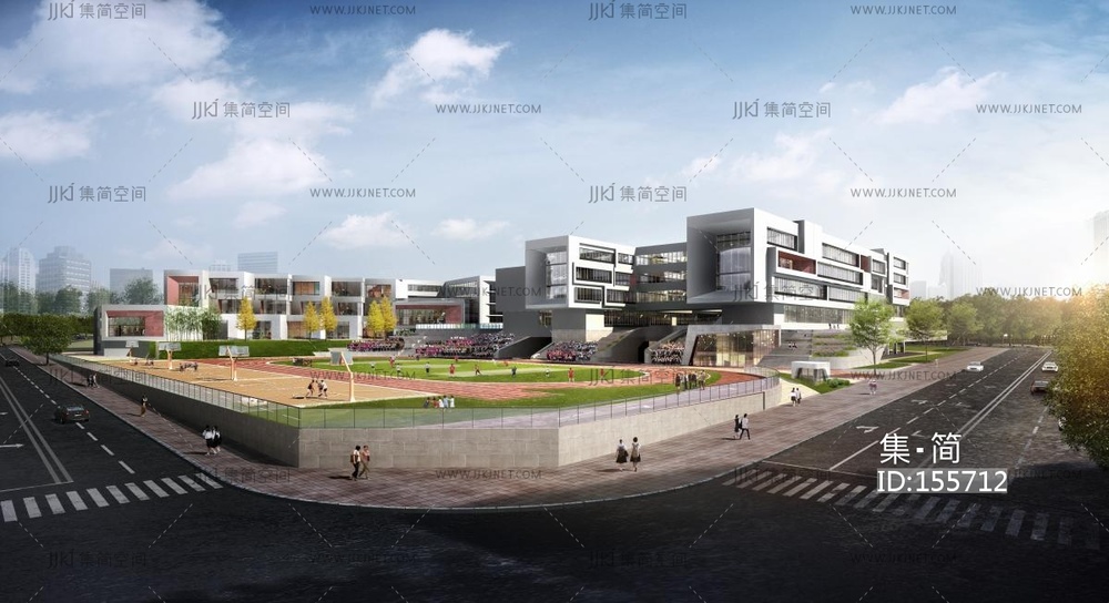 小学模型-现代风格 su草图模型 