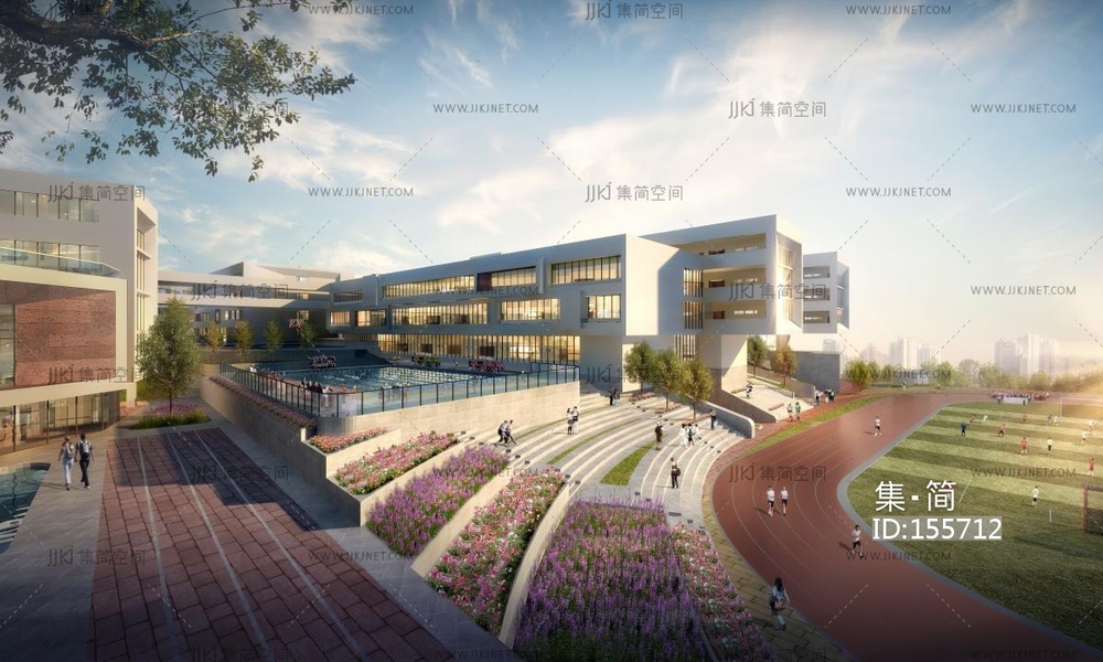小学模型-现代风格 su草图模型 