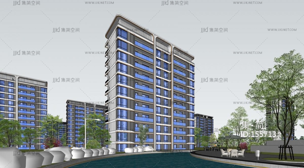 02洋房体块 su草图模型