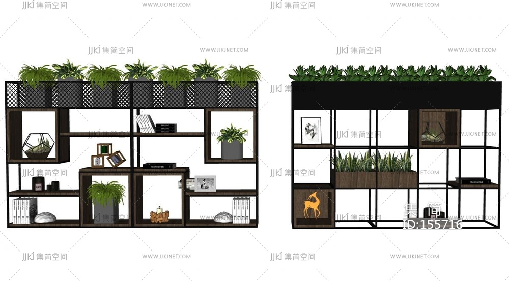 工业其他柜子_工业风绿植隔断柜SU模型
