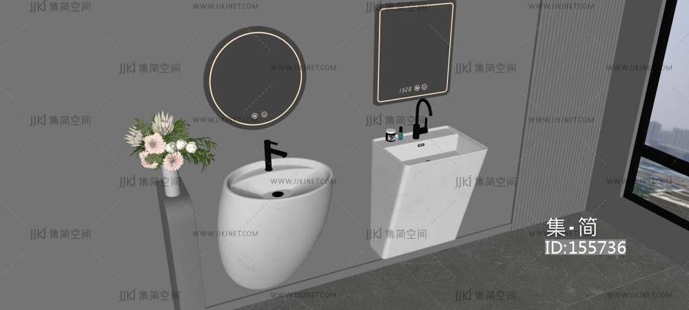 洗手台_洗手盆_卫生间洗手台SU模型