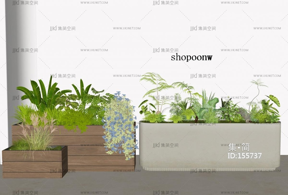 植物组合_花池_户外花箱SU模型