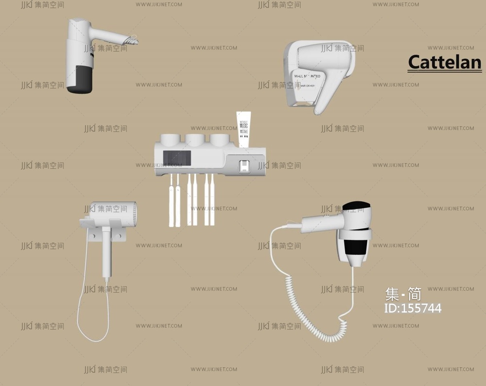 其他卫浴小件_吹风机_牙刷_牙膏_挂件SU模型