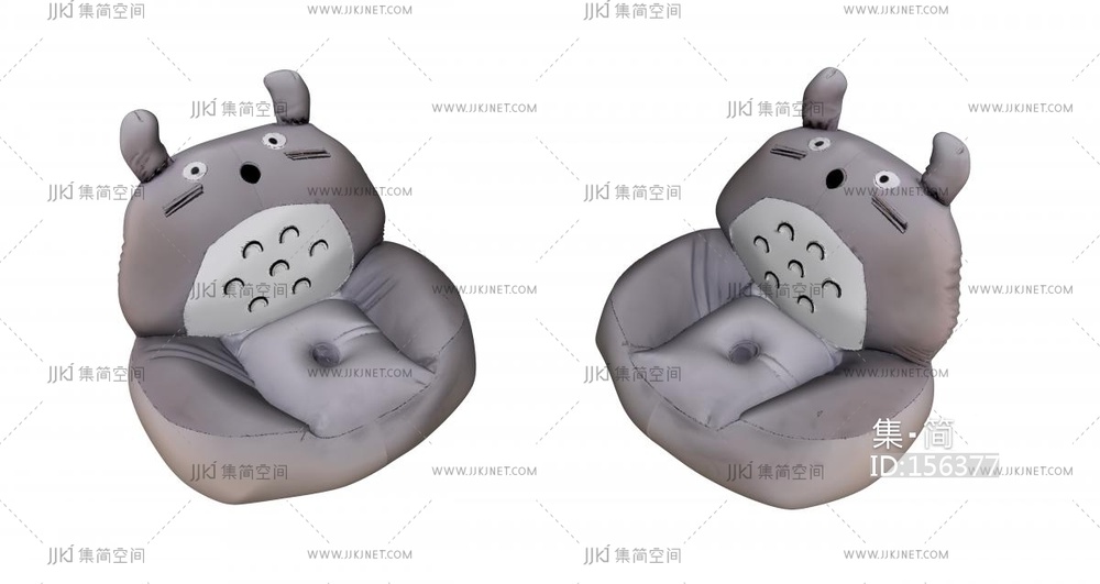 灰色龙猫沙发 su草图模型