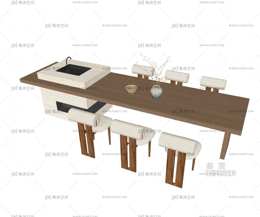 现代餐桌椅SU模型