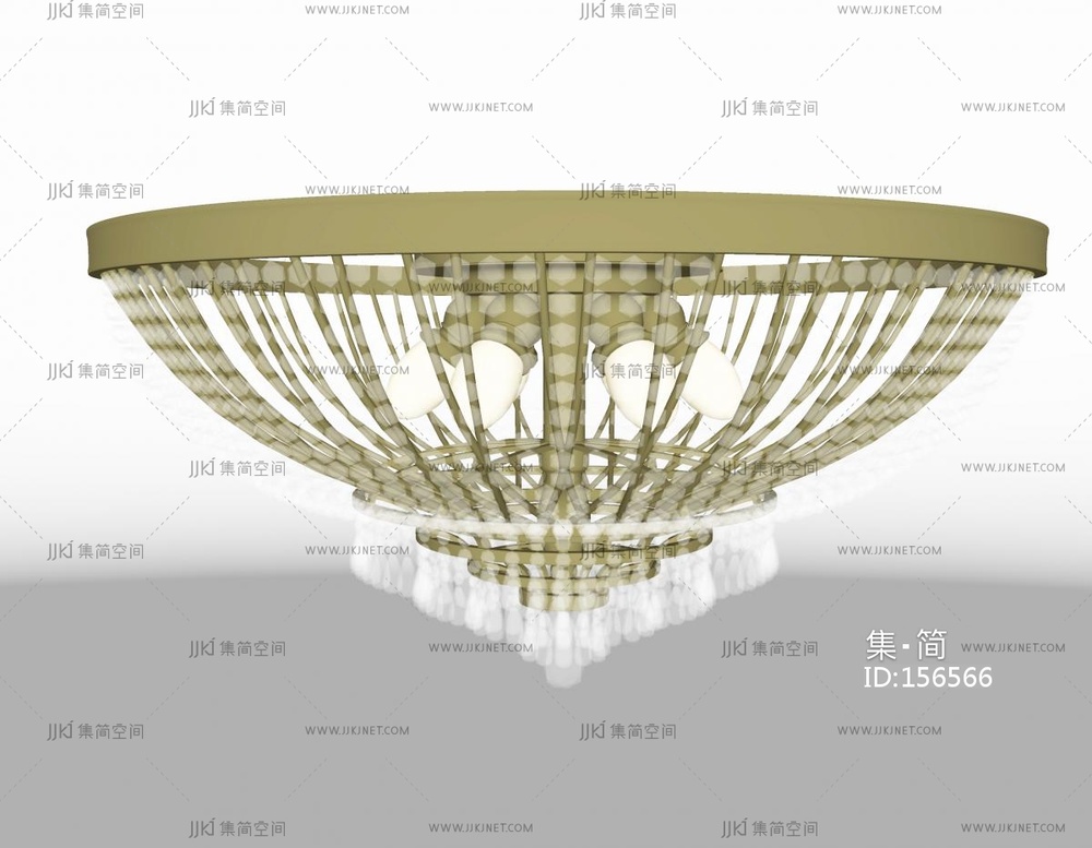 现代水晶吊灯吸顶灯圆形吸顶灯SU模型