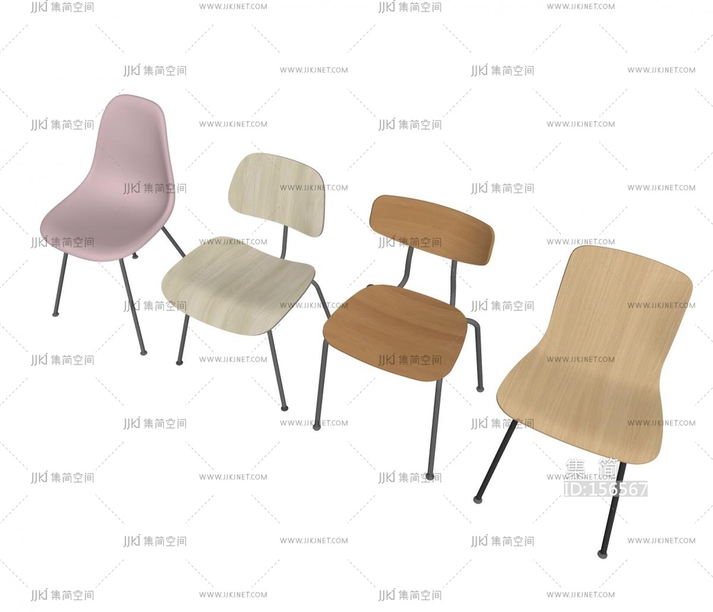 现代休闲椅椅子单椅，餐饮SU模型