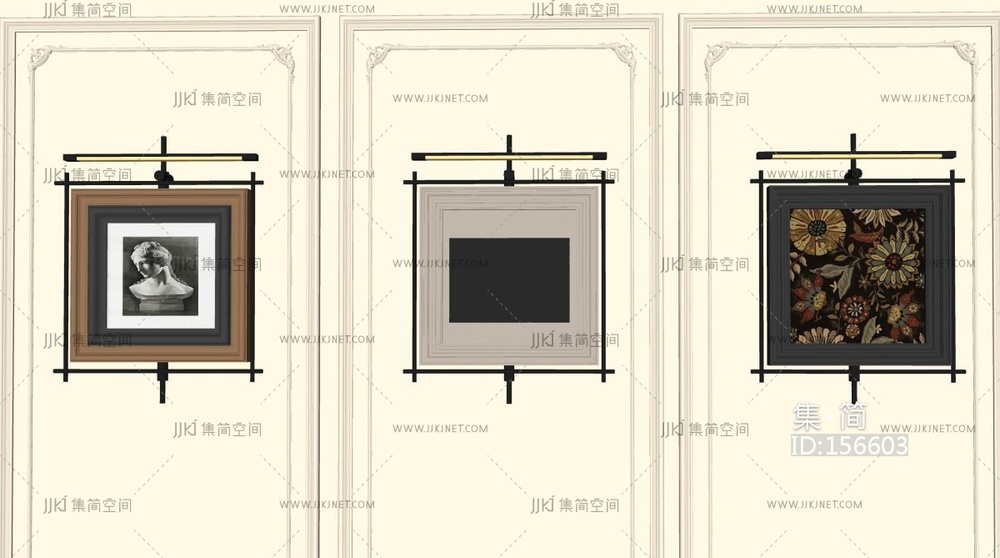 法式中古挂画_装饰画_组合SU模型