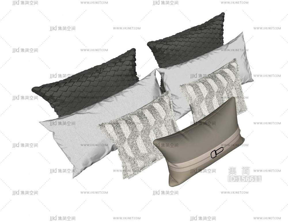 现代抱枕_枕头_抱枕SU模型