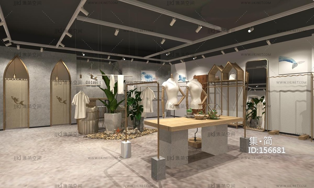 现代极简服装店设计 3d模型 (1)