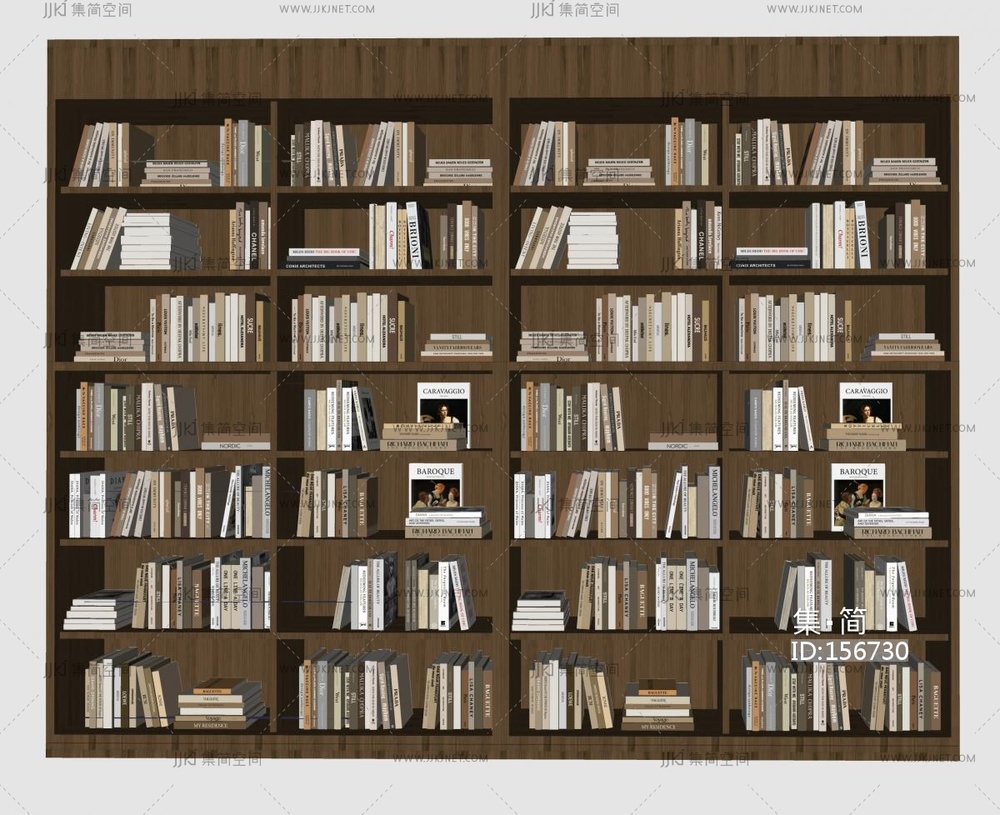 现代书籍书柜su模型
