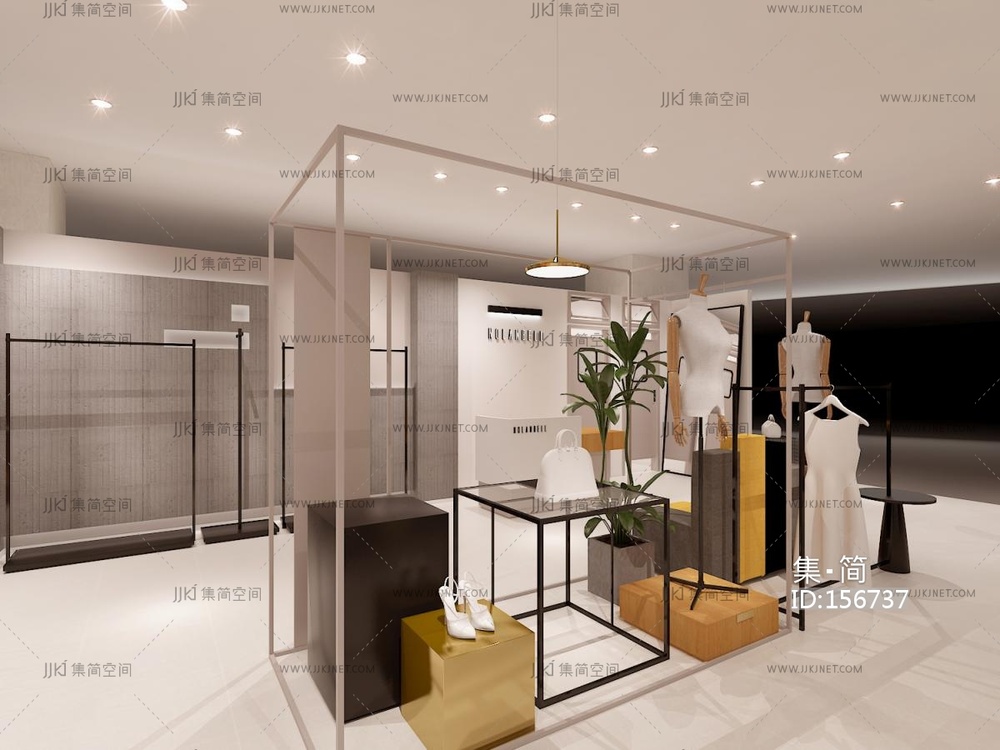 现代服装店商场中岛店 3d模型 (1)