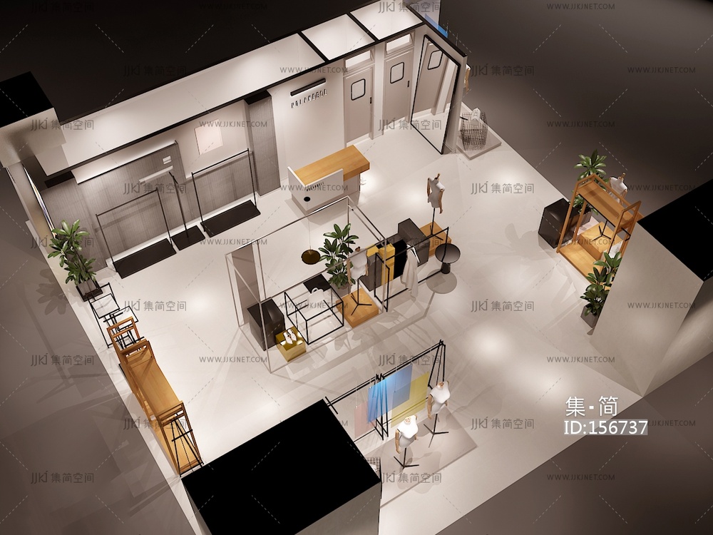 现代服装店商场中岛店 3d模型 (1)