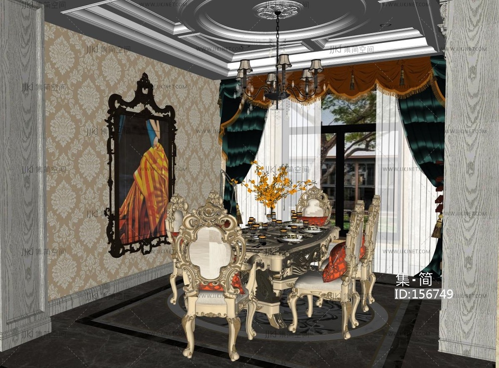 欧式古典餐厅 SU模型