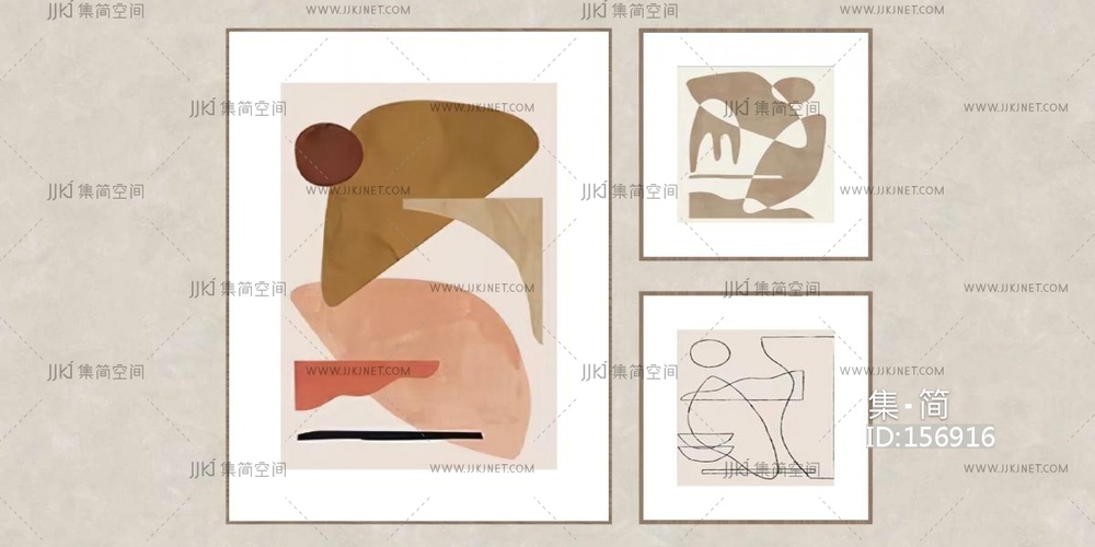 现代装饰挂画 su草图模型