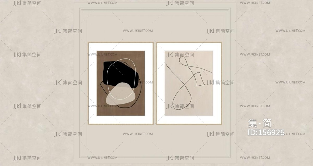 现代装饰画组合 su草图模型