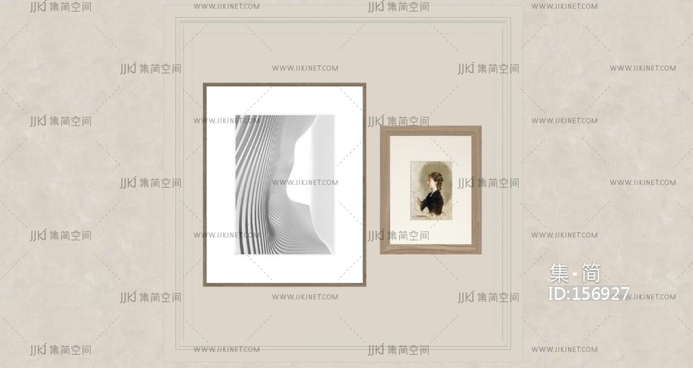 现代装饰画组合 装饰挂画 su草图模型