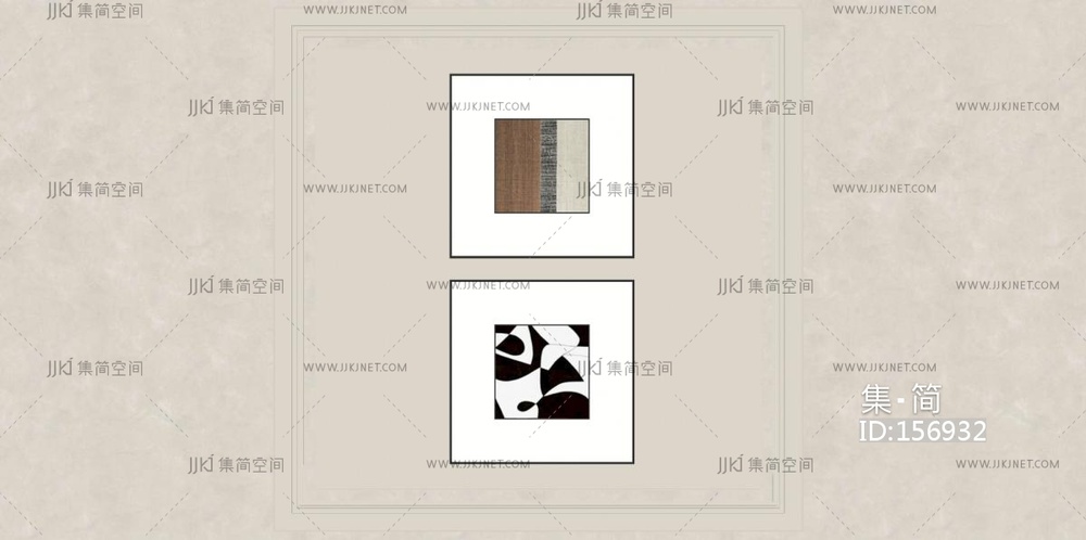 现代装饰画组合 su草图模型