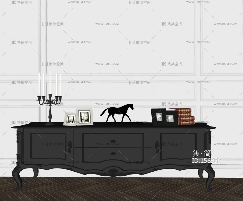 欧式电视柜 饰品摆件法式电视柜SU模型