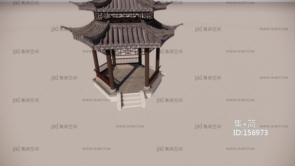 02凉亭 su草图模型