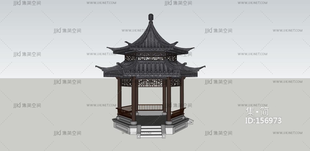 02凉亭 su草图模型