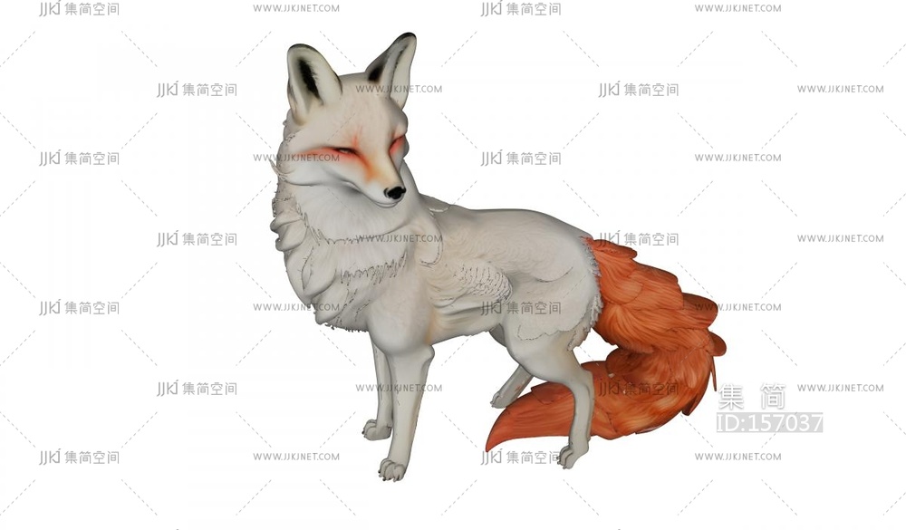 白狐狸装饰摆件