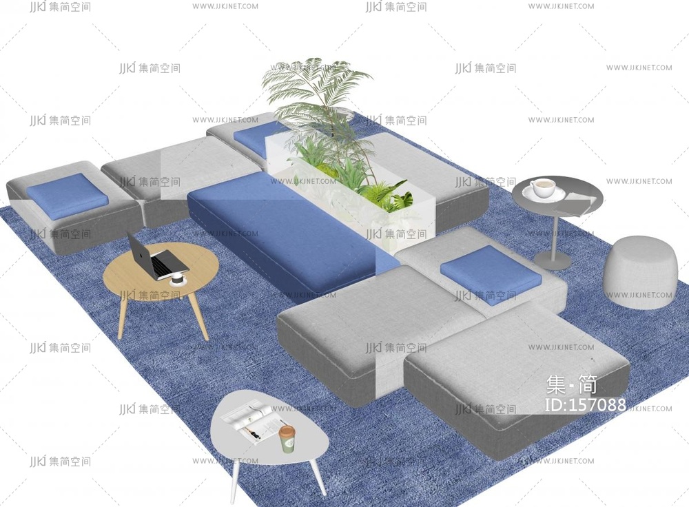 现代模块沙发 办公休闲沙发SU模型