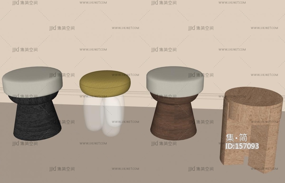 现代其他凳子，圆凳SU模型