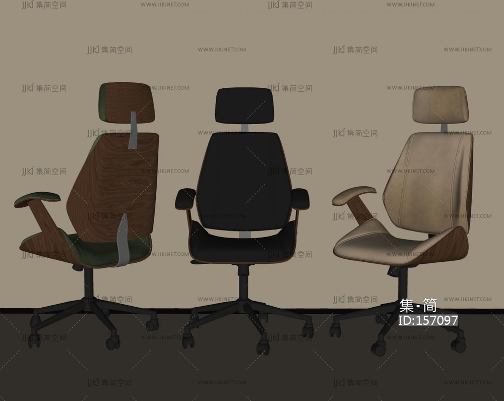 现代中古办公椅SU模型