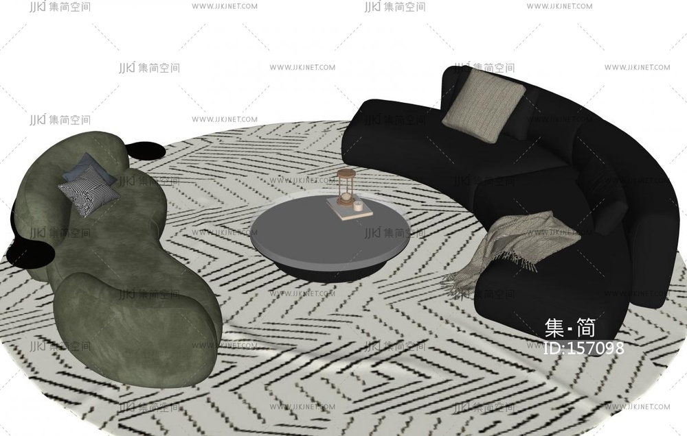 现代沙发组合SU模型