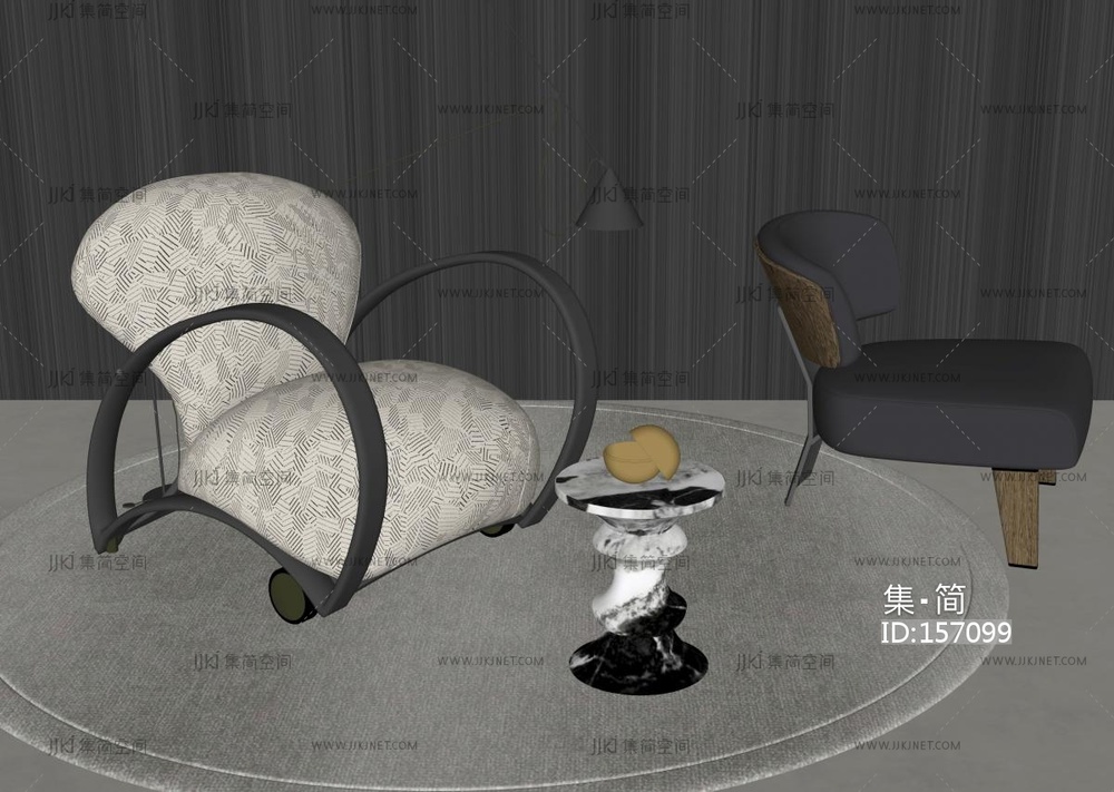 现代意式休闲椅 SU模型