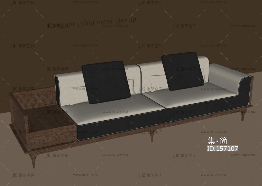 现代新中式双人沙发 SU模型