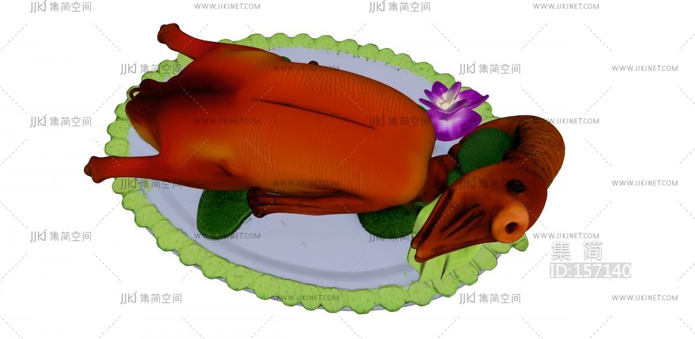 一盘油光光的烤全鸭