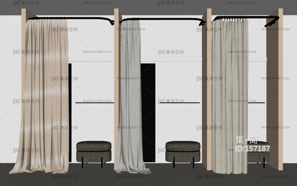 现代服装店 试衣间_SU模型