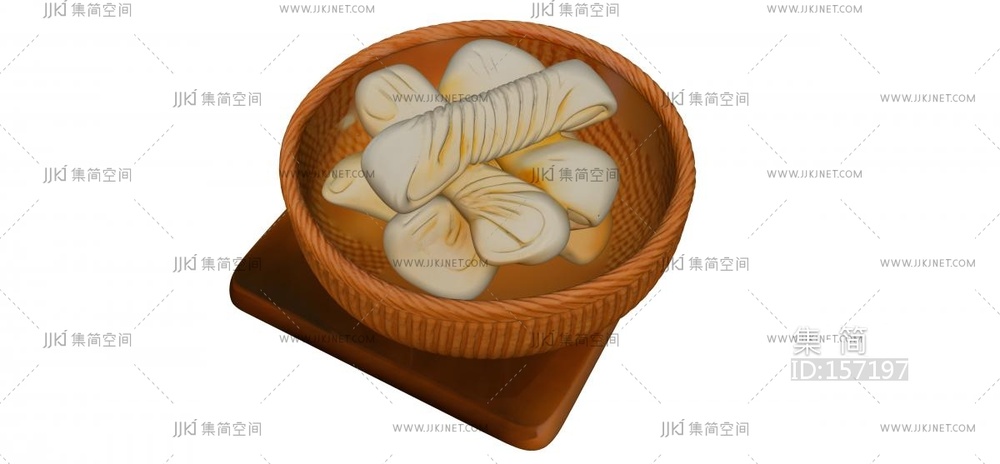 一筐长花卷馒头 su草图模型
