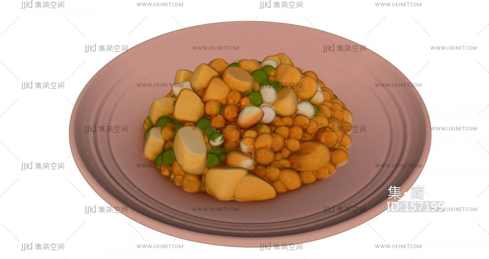 一盘宫保鸡丁菜品 su草图模型