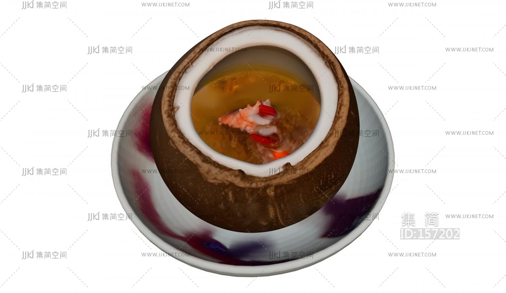 一盘椰子排骨汤 su草图模型