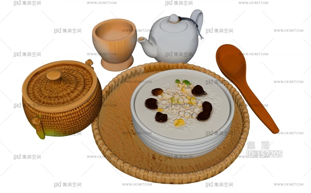 早餐茶粥组合 su草图模型
