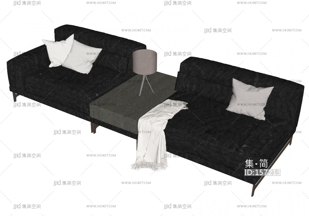 现代双人沙发 皮沙发SU模型