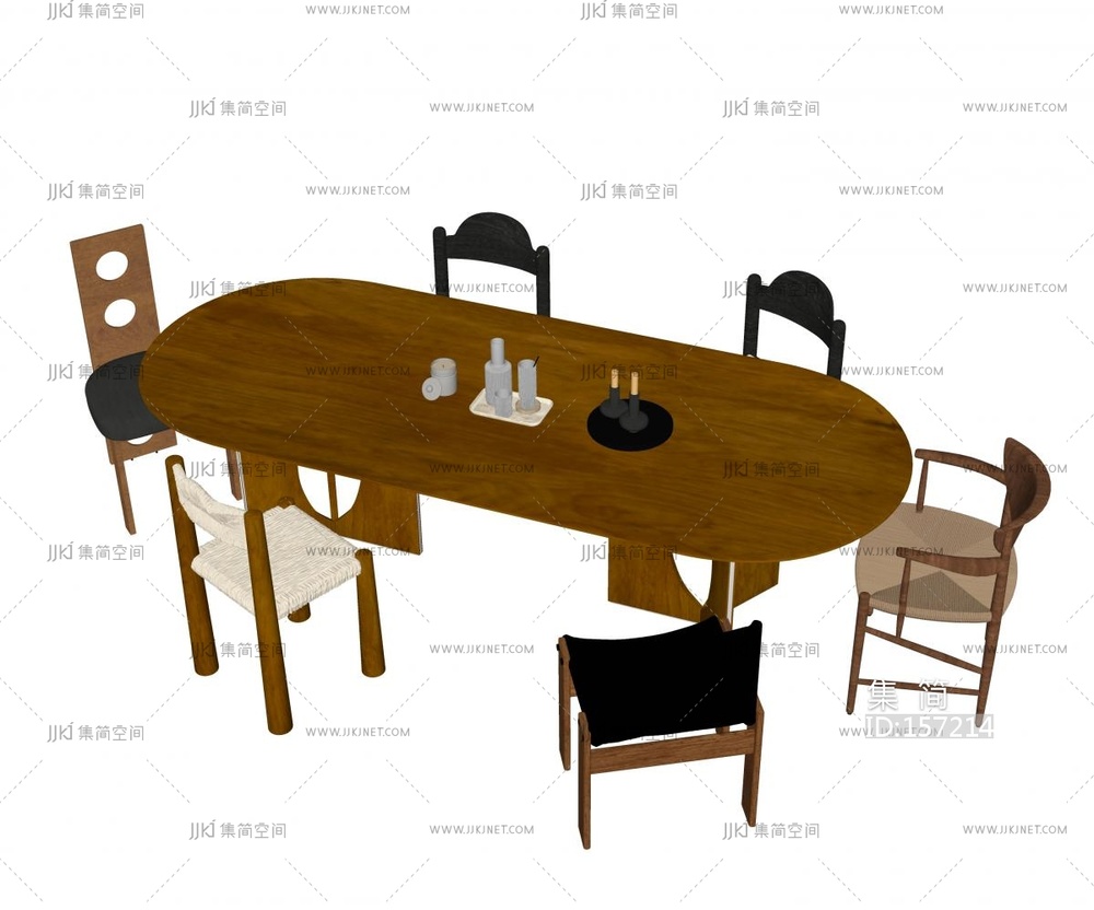 法式餐桌椅SU模型