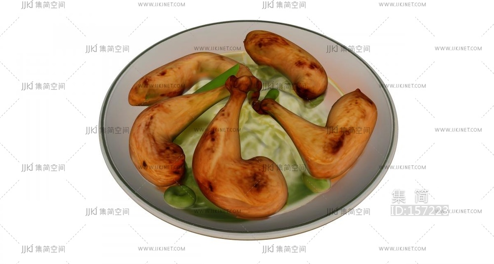 一盘鸡腿肉菜品 su草图模型