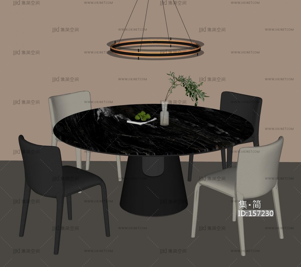 现代简约餐桌椅SU模型