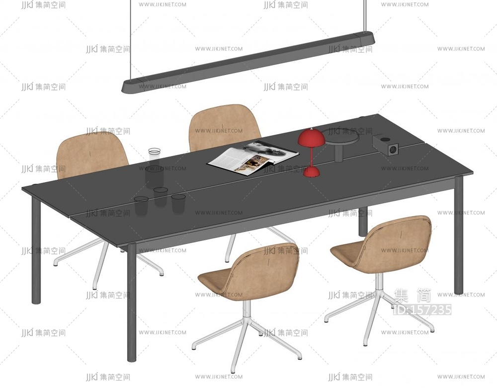 现代工业办公桌椅SU模型