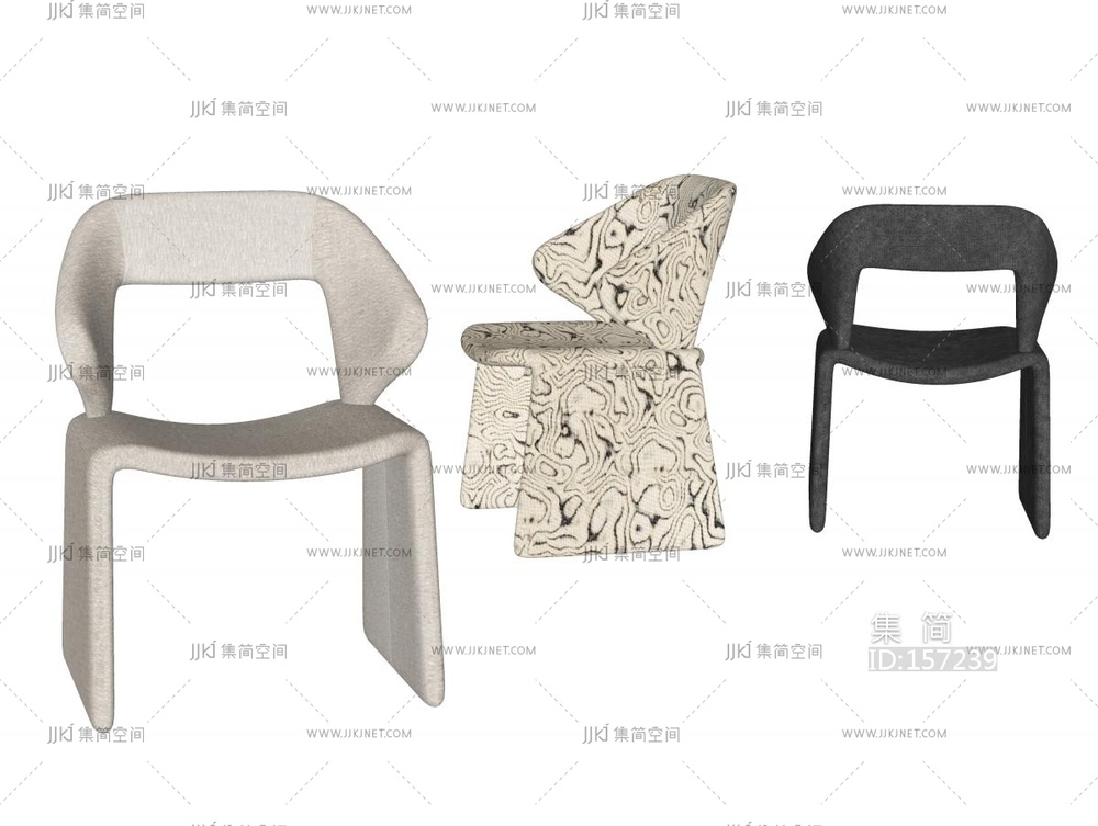 现代布艺餐椅组合SU模型